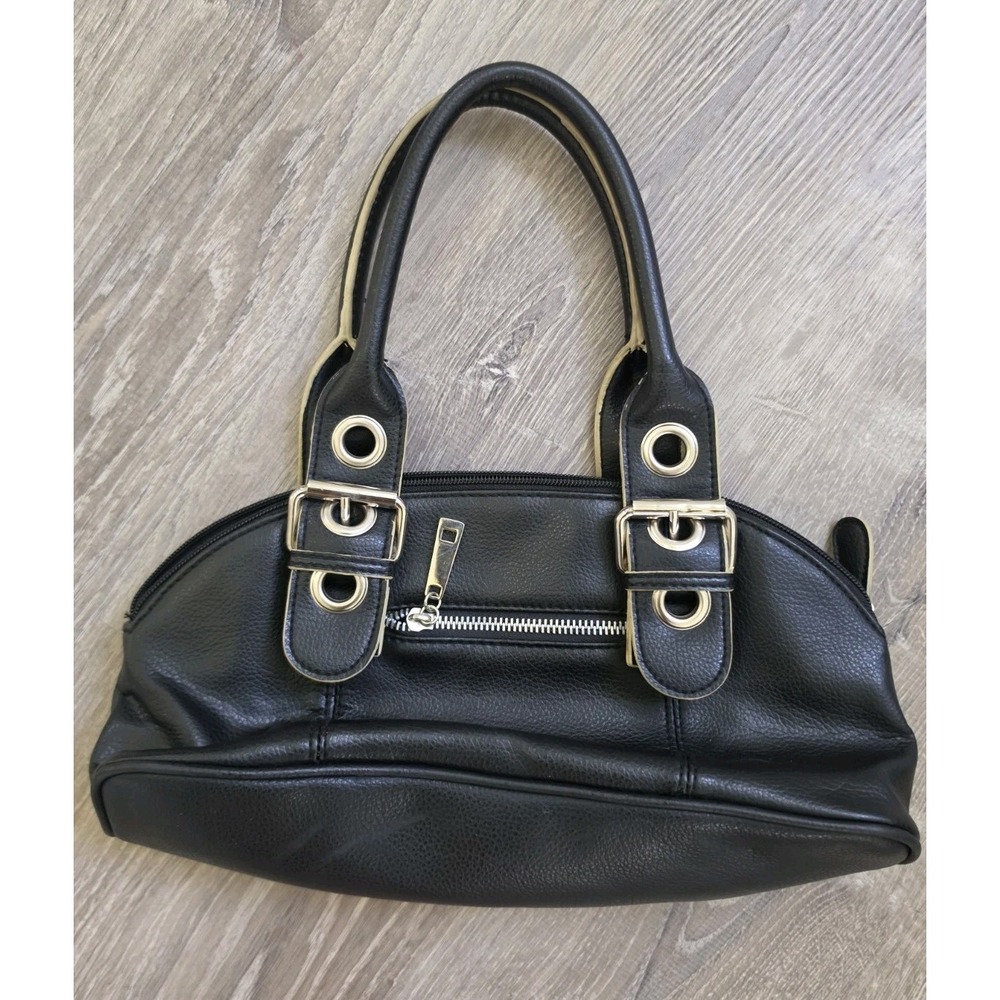 Vintage Chateau Y2K Black Hobo Bag Double Buckle Hardware Grunge Shoulder Purse